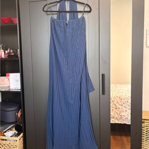 Lulus Lael Navy Pleated Strapless Dress and Scarf Set — NWT